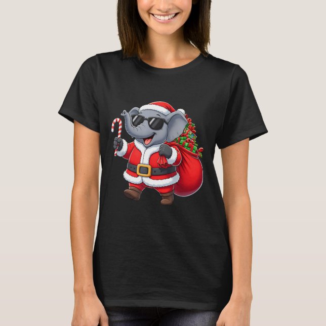 Camiseta Funny Elephant Christmas Santa Outfit Xmas Boys Gi (Frente)