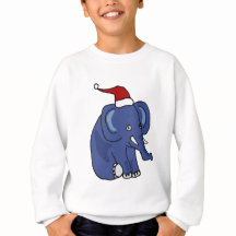 Funny Elephant in Santa Hat Christmas Art