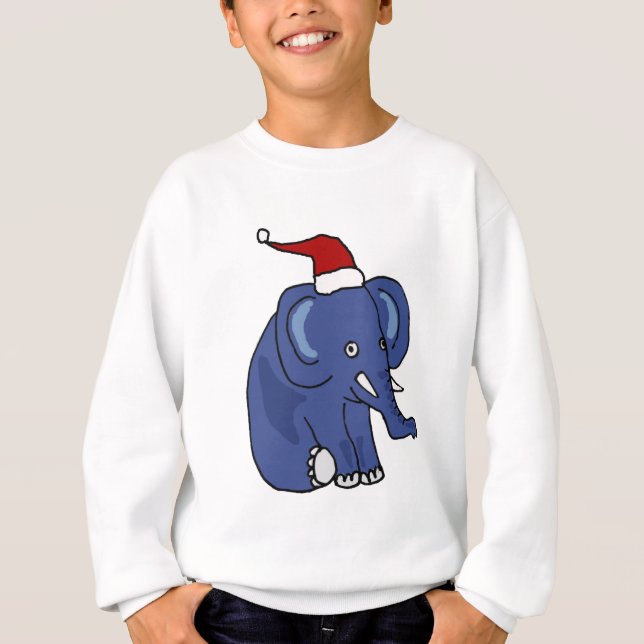 Camiseta Funny Elephant in Santa Hat Christmas Art (Frente)