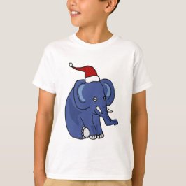Camiseta Funny Elephant in Santa Hat Christmas Art