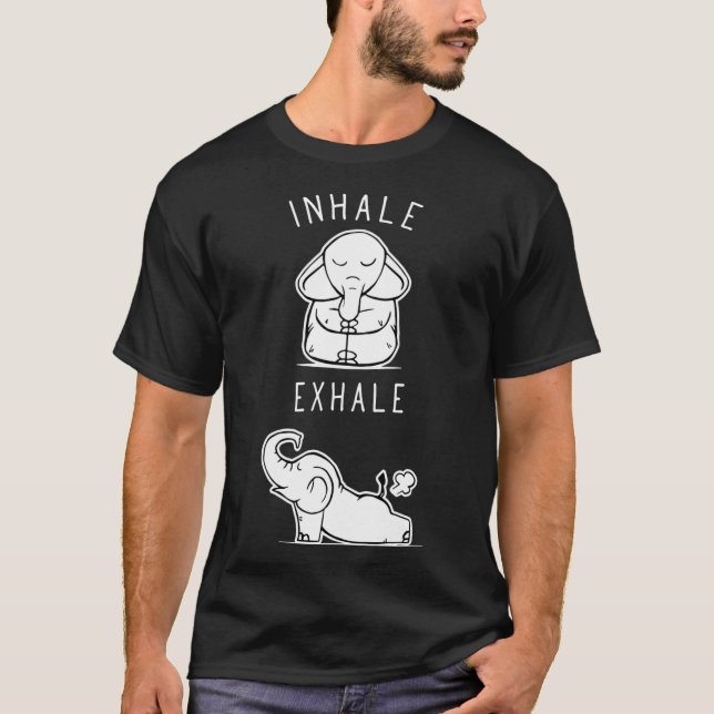 Camiseta Funny Elephant Inhale Ehale Yoga friends (Frente)
