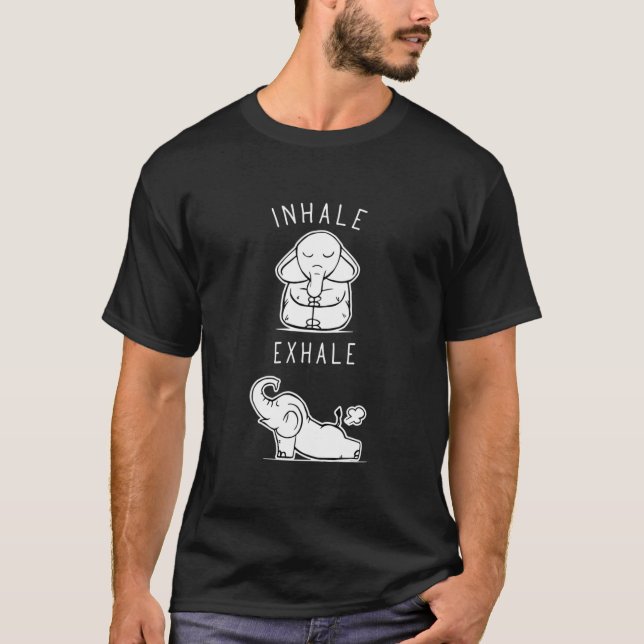 Camiseta Funny Elephant Inhale Exhale Yoga Fitted V-Neck (Frente)