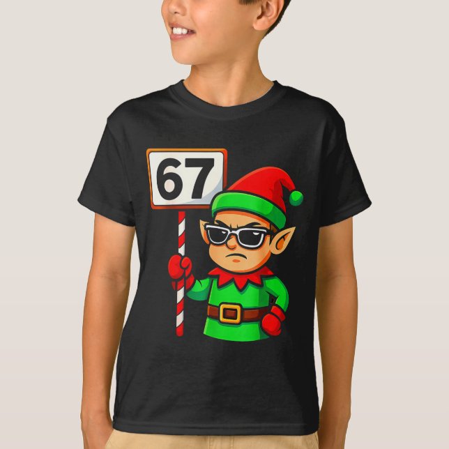 Camiseta Funny Elf Six Seven 6 7 Meme Christmas Costume 67  (Frente)