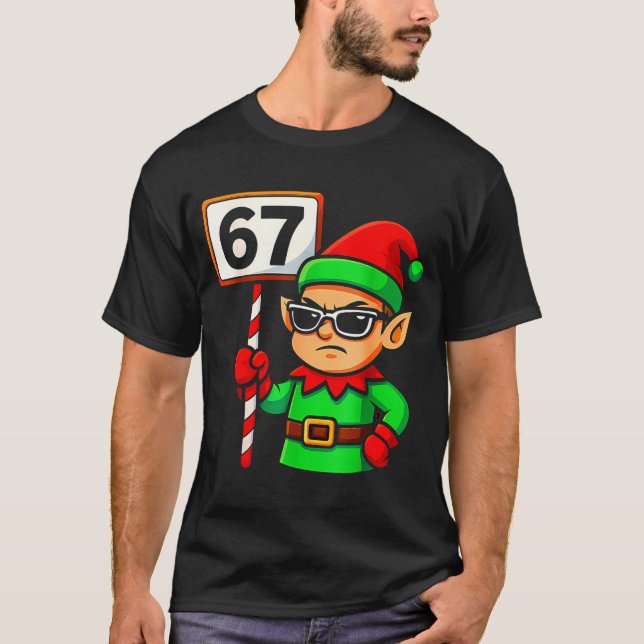 Camiseta Funny Elf Six Seven 6 7 Meme Christmas Costume 67  (Frente)