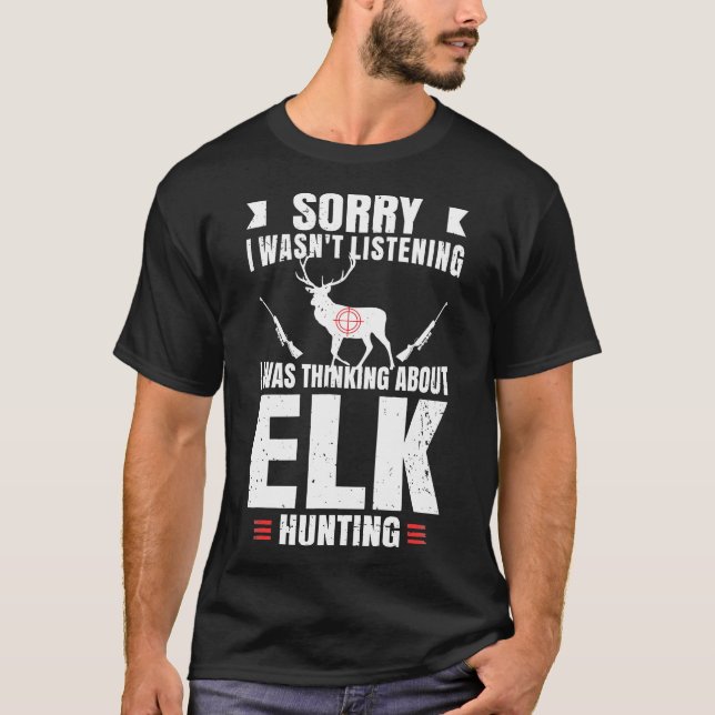 Camiseta Funny Elk Caçando Lover Fan Hobby Gun Wildl (Frente)