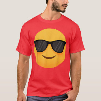 Camiseta Funny Emoticon Cool Smiling Face with Sunglasses f