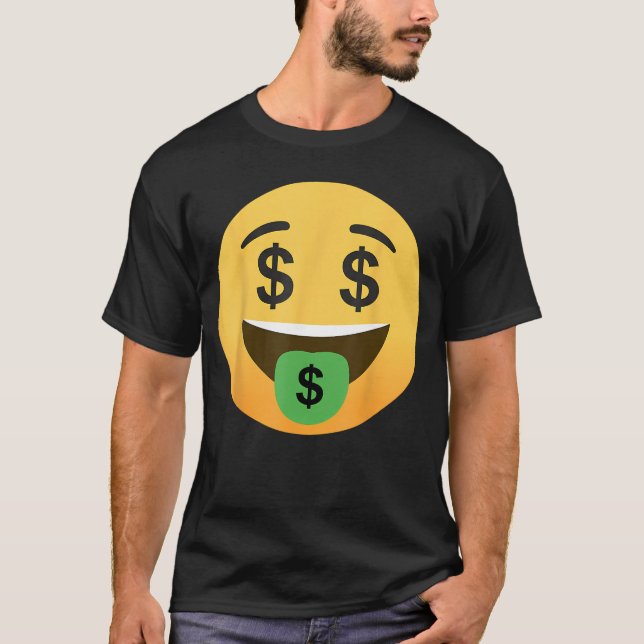 Camiseta Funny Emoticon Dollar Mouth Face with Money Sign E (Frente)