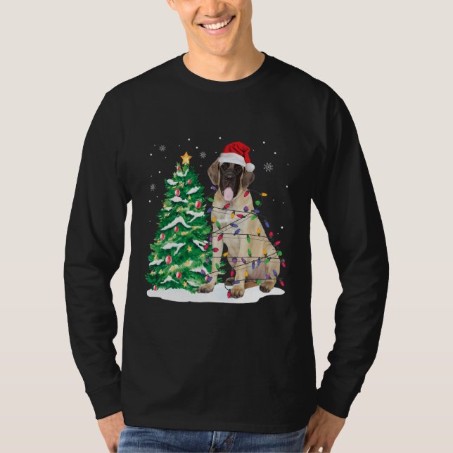 Camiseta Funny English Mastiff Christmas Lights Shirt (Frente)