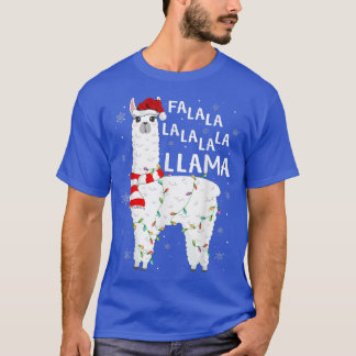 Camiseta Funny Fa La La Llama Luzes de Natal Chapéu do Papa