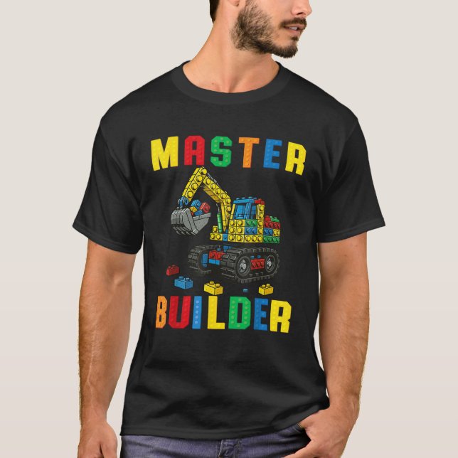 Camiseta Funny Family Master Builder Building Bricks Blocks (Frente)