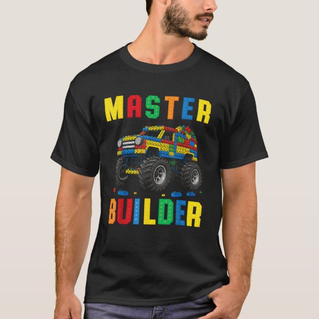 Camiseta Funny Family Master Builder Building Bricks Blocks (Frente)