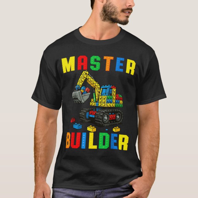 Camiseta Funny Family Master Builder Building Bricks Blocks (Frente)