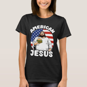 Camiseta Funny Fat American Jesus Hamburger Sarcástico 4º O
