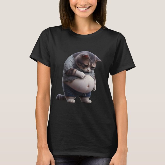 Camiseta Funny Fat Cat Chubby Chonk Cat Feline Pet Lovers (Frente)