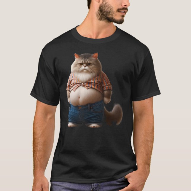 Camiseta Funny Fat Cat Graphic Fat Kitten Design Chubby Cat (Frente)