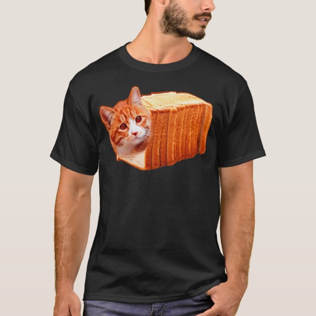 Camiseta Funny Fat Orange Cat Bread Meme (Frente)