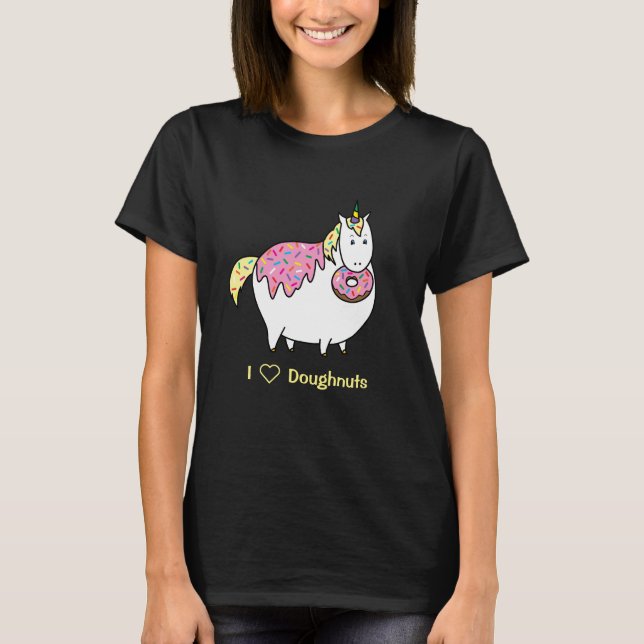 Camiseta Funny Fat Unicorn Comendo Rosca (Frente)