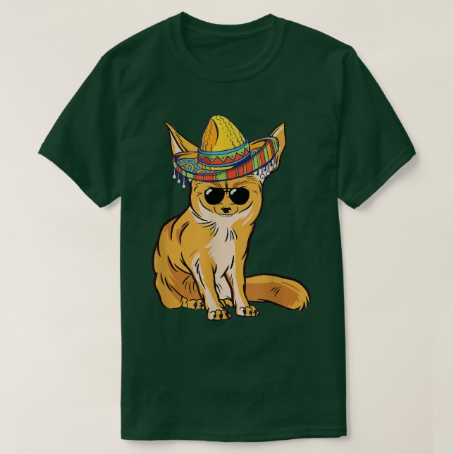 Camiseta Funny Fennec Fo Sombrero Meican Sunglass Fennec Fo (Frente do Design)