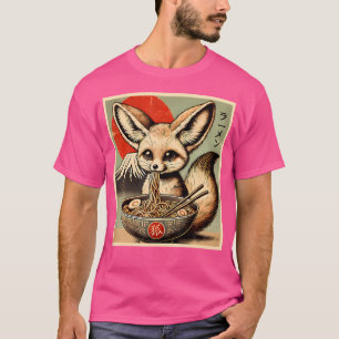 Camiseta Funny Fennec Fox Ramen Japonês Anime Kawaii