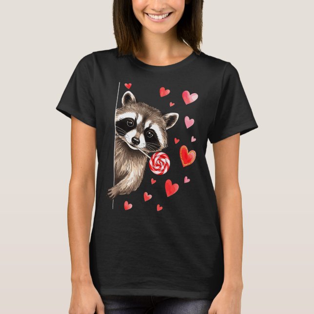 Camiseta Funny Feral Raccoon Valentine's Day Sarcastic Humo (Frente)