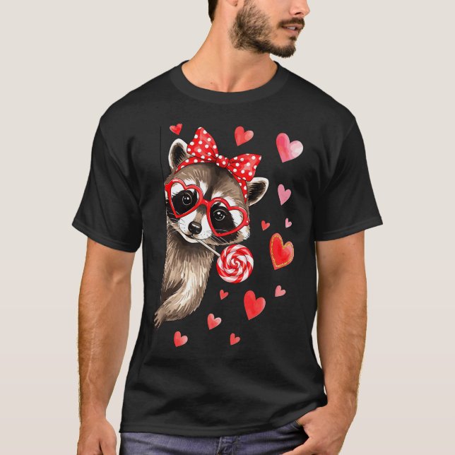 Camiseta Funny Feral Raccoon Valentine's Day Sarcastic Humo (Frente)