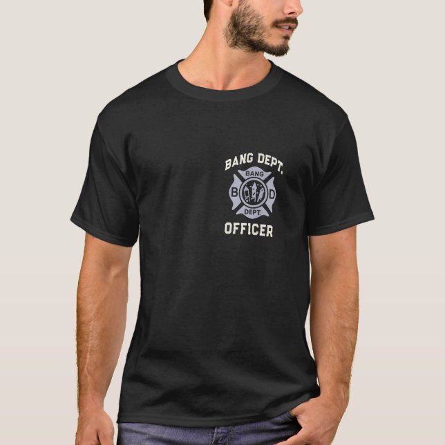 Camiseta Funny Fireworks Bang Dept OFFICER 4 de julho Chie (Frente)