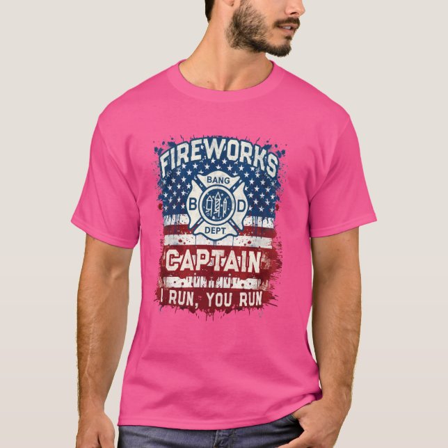 Camiseta Funny FIREWORKS CAPITÃO Safety Diretor Pyro Office (Frente)