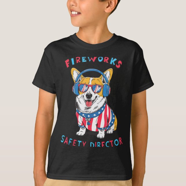 Camiseta Funny Fireworks Safety Director Dog Technician Exp (Frente)