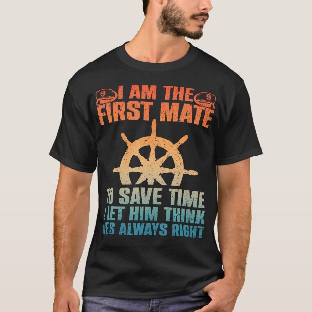 Camiseta Funny First Mate For Men Women Pontoon Boat Captai (Frente)