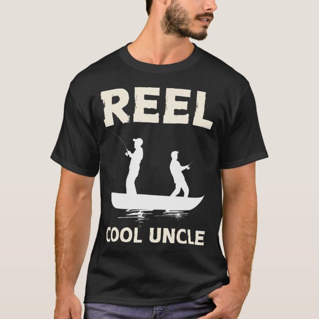 Camiseta Funny First Time Uncle Design For Men Reel Fishing (Frente)