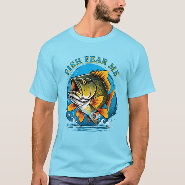 Camiseta Funny Fish Fear Me Fisherman Sports (Frente)