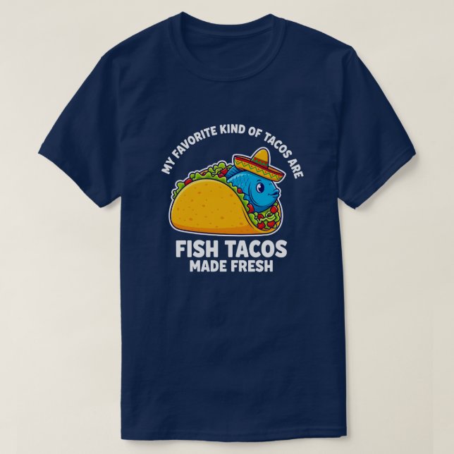 Camiseta Funny Fish Taco Sombrero Fresh Food Lover Design (Frente do Design)
