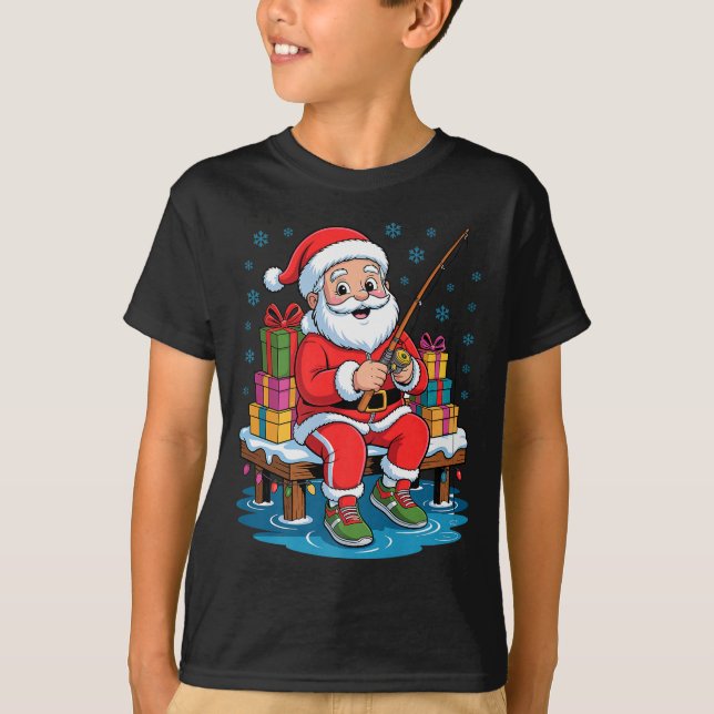 Camiseta Funny Fisherman Santa Fishing Lovers Christmas Xma (Frente)