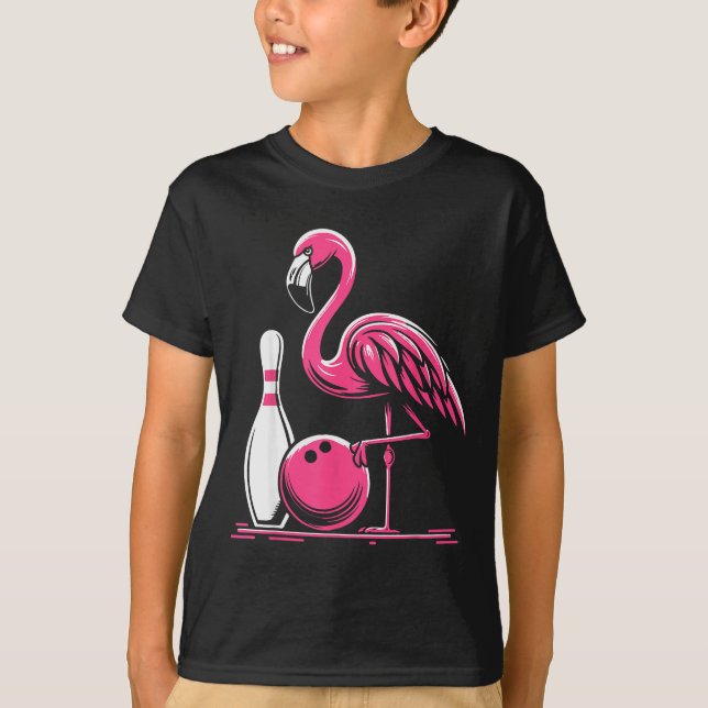 Camiseta Funny Flamingo Bowling N Bowl Bowler  (Frente)