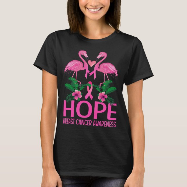 Camiseta Funny Flamingo Hope Flower Lover Cancer Awa (Frente)