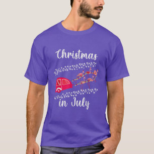 Camiseta Funny Flamingo Pink Retro Camping Car Christmas in