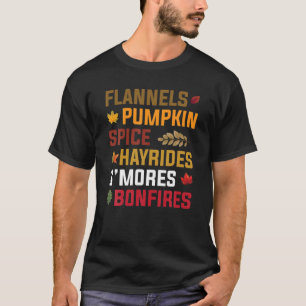 Camiseta Funny Flannel Pumpkin Spice Hayrides Bonfire Fall