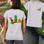 Camiseta Funny Floral Plant Manager Front and Back Design<br><div class="desc">Um texto humorístico do GESTOR DE PLANTAS design e uma fábrica de marinheiros na área de bolso e três plantas encharcadas nas costas.</div>