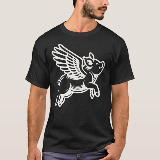 Camiseta Funny Flying Pig Oink Aviator (Frente)