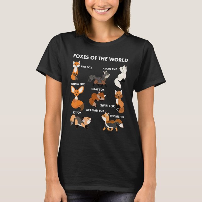 Camiseta Funny Foxes Of The World Shirt Foxes Lovers Gifts  (Frente)