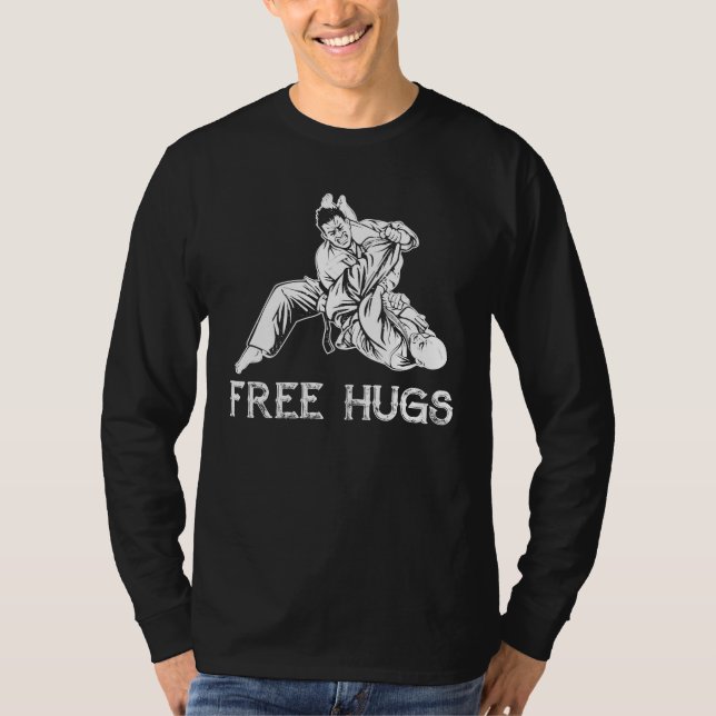 Camiseta Funny Free Hugs Brazilian Jiu-Jitsu MMA BJJ (Frente)