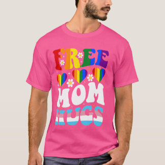 Camiseta Funny Free Mãe Abraça Rainbow Heart Flag Love LGBT