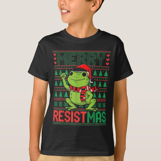 Camiseta Funny Frog Retro Merry Resistmas Litical Ugly Chri (Frente)