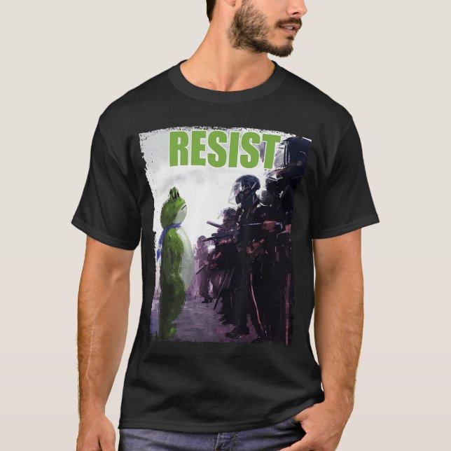 Camiseta Funny Frogs Against Fascism Resist Stand for Freed (Frente)
