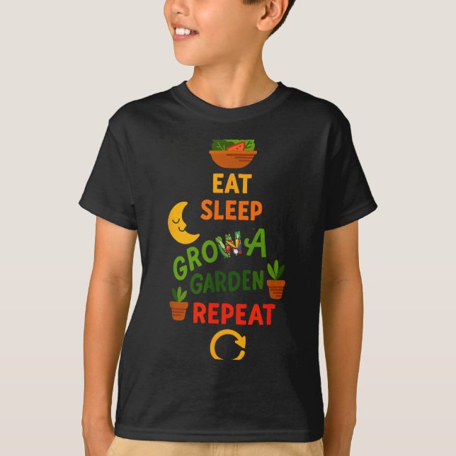 Camiseta Funny Game Eat Sleep Grow A Garden Repeat Gamer De (Frente)