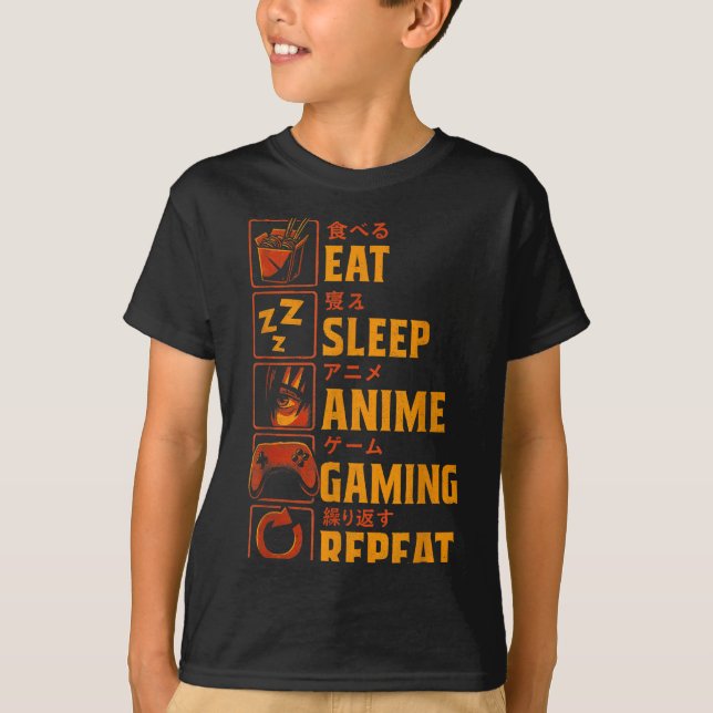 Camiseta Funny Gamer Anime Graphic Tee Men Boys Teens Video (Frente)