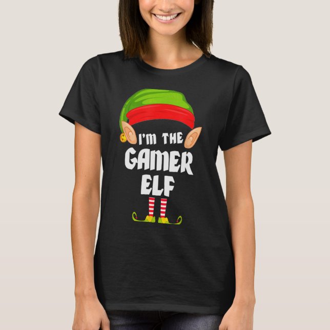 Camiseta Funny Gamer Elf Matching Family Group Pj Christmas (Frente)