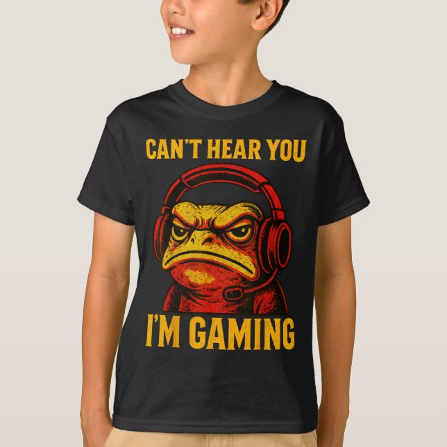 Camiseta Funny Gamer Frog Men Women Boys Can't Hear You Vid (Frente)