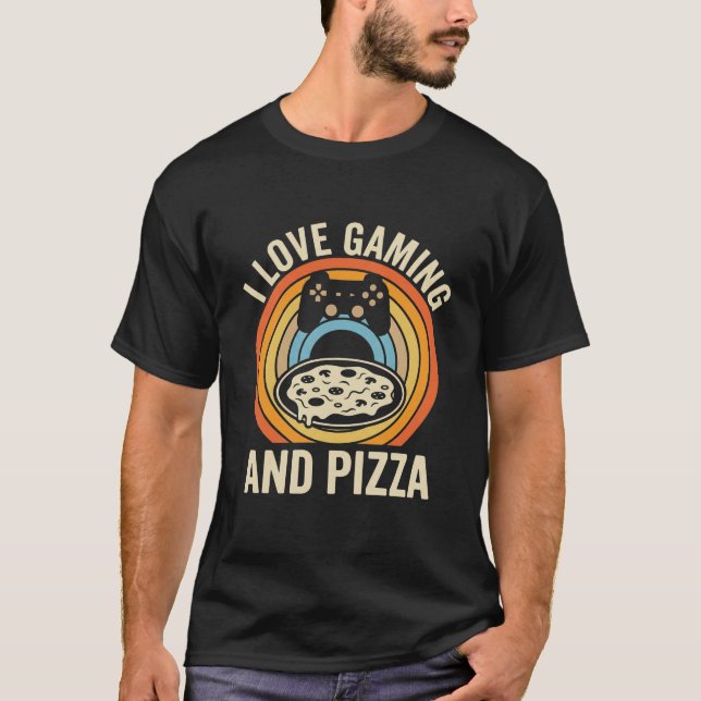 Camiseta Funny Gamer Pizza Gaming Video Game Enthusiast Boy (Frente)