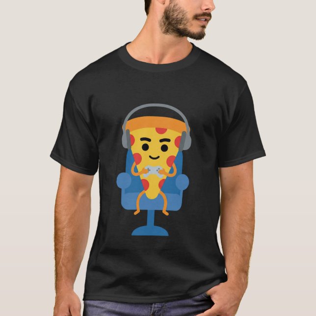 Camiseta Funny Gamer Pizza Gaming Video Game Enthusiast Boy (Frente)